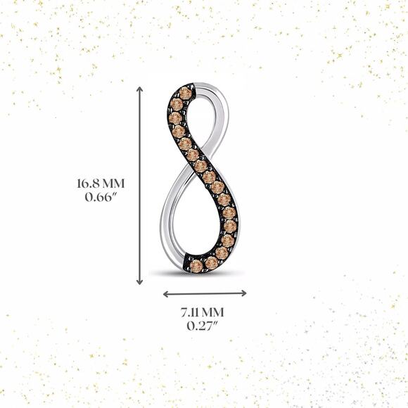 Chocolate Diamond Infinity Charm Pendant 10k White Gold - Picture 4 of 5